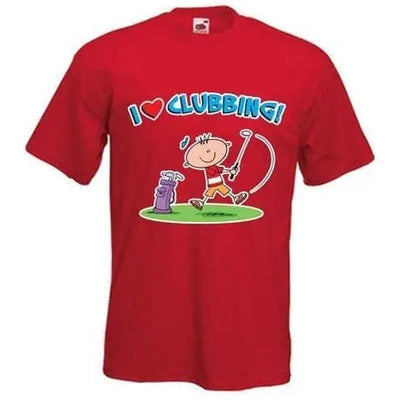 I Love Clubbing Golf Mens T-Shirt Red / M