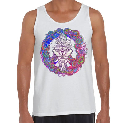 Indian Elephant Peace Symbol Large Print Men's Tank Vest Top L