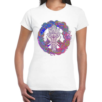 Indian Elephant Peace Symbol Large Print Women's T-Shirt M