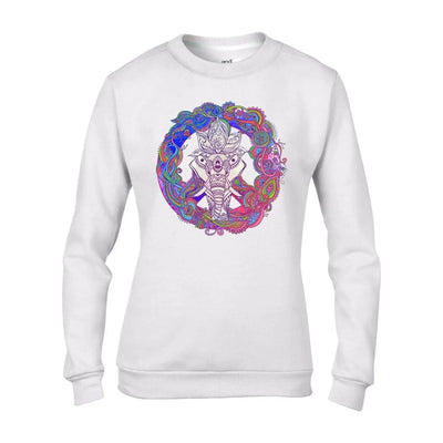 Indian Elephant Peace Symbol Women's Sweatshirt Jumper L / White