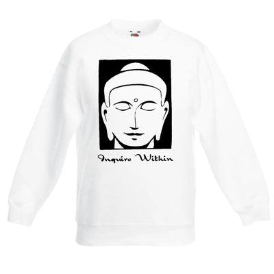 Inquire Within Buddhism Children's Toddler Kids Sweatshirt Jumper 7-8 / White