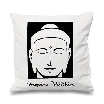 Inquire Within Buddhist Cushion White