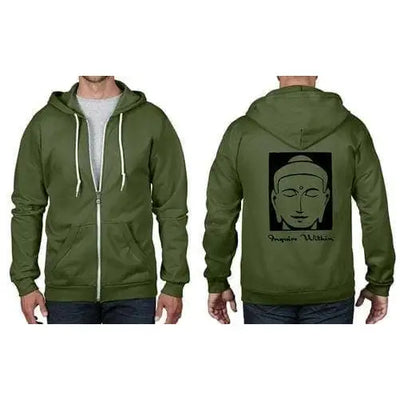 Inquire Within Buddhist Full Zip Hoodie S / Bottle Green