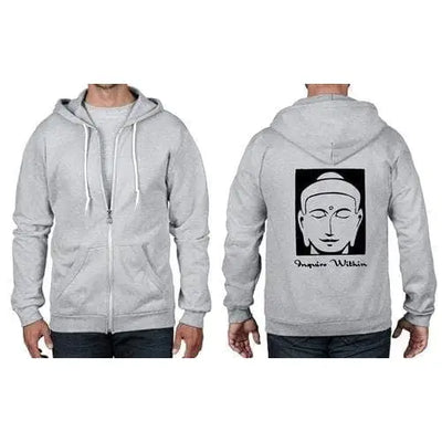 Inquire Within Buddhist Full Zip Hoodie S / Heather Grey