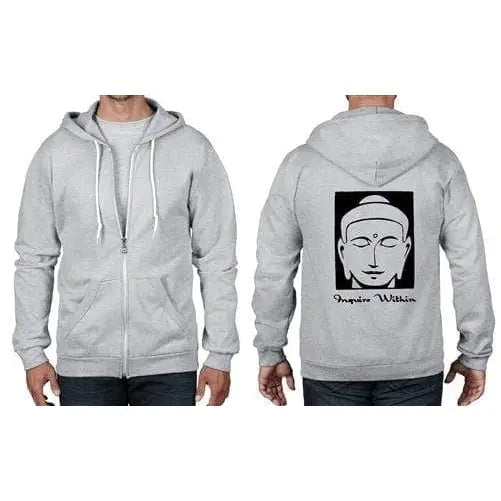 Inquire Within Buddhist Full Zip Hoodie S / Heather Grey