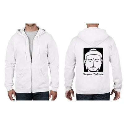 Inquire Within Buddhist Full Zip Hoodie S / White