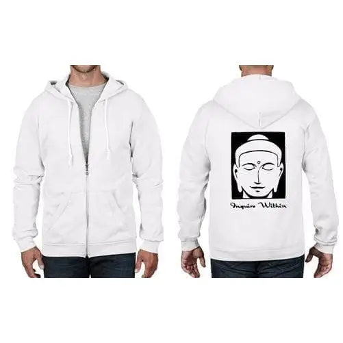 Inquire Within Buddhist Full Zip Hoodie S / White