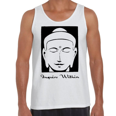 Inquire Within Yoga Meditation Men's Tank Vest Top L / White