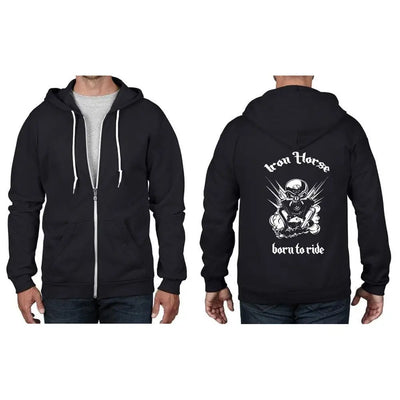 Iron Horse Born To Ride Biker Full Zip Hoodie