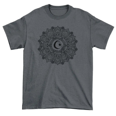 Islamic Crescent Mandala Large Print Men's T-Shirt Large / Charcoal Grey