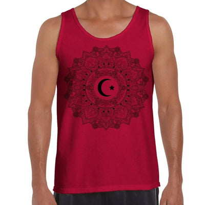 Islamic Crescent Mandala Large Print Men's Vest Tank Top XL / Red