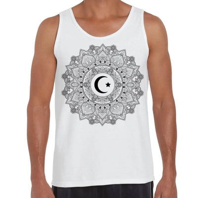 Islamic Crescent Mandala Large Print Men's Vest Tank Top XL / White