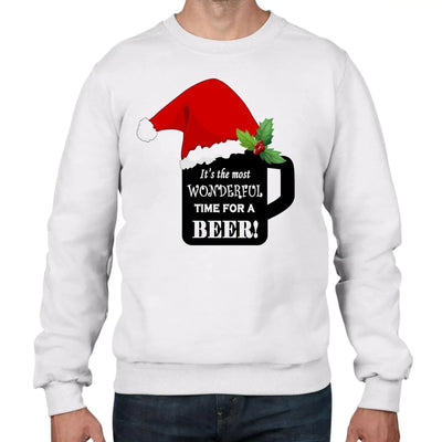 Its The Most Wonderful Time For a Beer Christmas Funny Men's Sweatshirt Jumper L