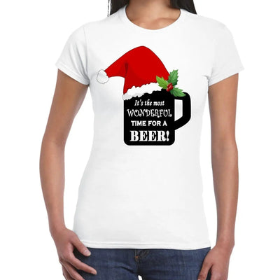 Its The Most Wonderful Time For a Beer Christmas Funny Women's T-Shirt XXL