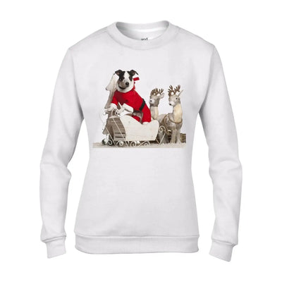 Jack Russell Dog Santa Claus Christmas Women's Jumper \ Sweater M