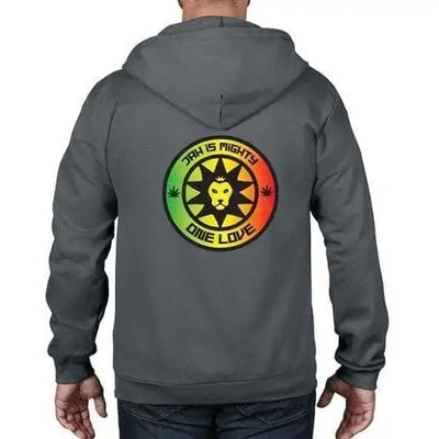 Jah is Mighty Lion of Judah Reggae Full Zip Hoodie XL / Charcoal