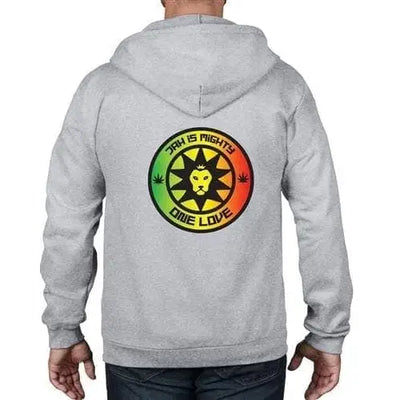 Jah is Mighty Lion of Judah Reggae Full Zip Hoodie XL / Heather Grey