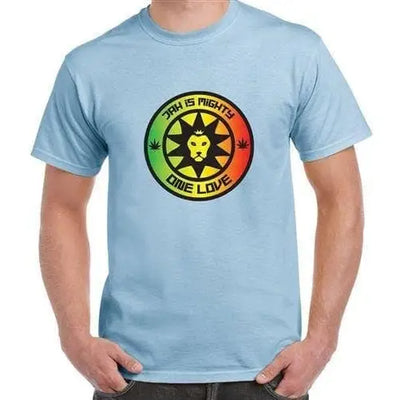 Jah is Mighty Lion of Judah Reggae Men's T-shirt 3XL / Light Blue