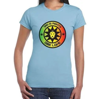 Jah is Mighty Lion of Judah Reggae Women's T-shirt XL / Light Blue