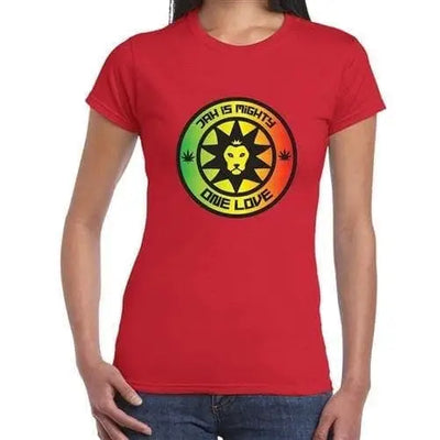 Jah is Mighty Lion of Judah Reggae Women's T-shirt XL / Red