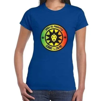 Jah is Mighty Lion of Judah Reggae Women's T-shirt XL / Royal Blue