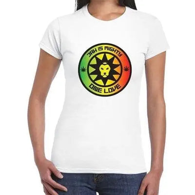 Jah is Mighty Lion of Judah Reggae Women's T-shirt XL / White