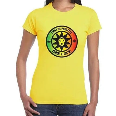 Jah is Mighty Lion of Judah Reggae Women's T-shirt XL / Yellow