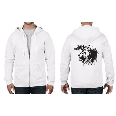 Jah Rasta Reggae Full Zip Hoodie M / White