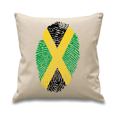 Jamaican Flag Finger Print 46 x46 cm Sofa Cushion Cream