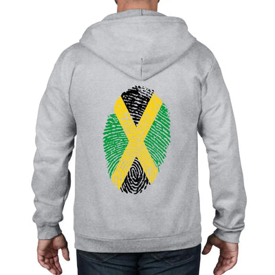 Jamaican Flag Finger Print Full Zip Hoodie XXL / Heather Grey