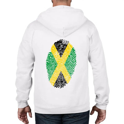 Jamaican Flag Finger Print Full Zip Hoodie XXL / White
