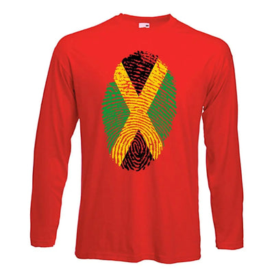Jamaican Flag Finger Print Long Sleeve T-Shirt S / Red