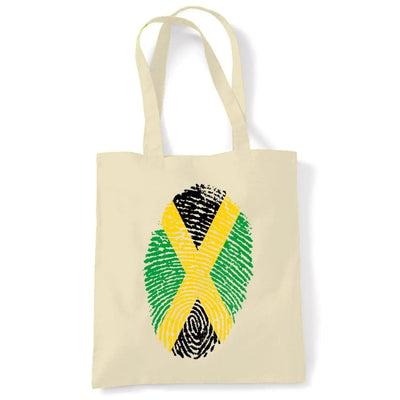 Jamaican Flag Finger Print Tote Shoulder Shopping Bag Cream