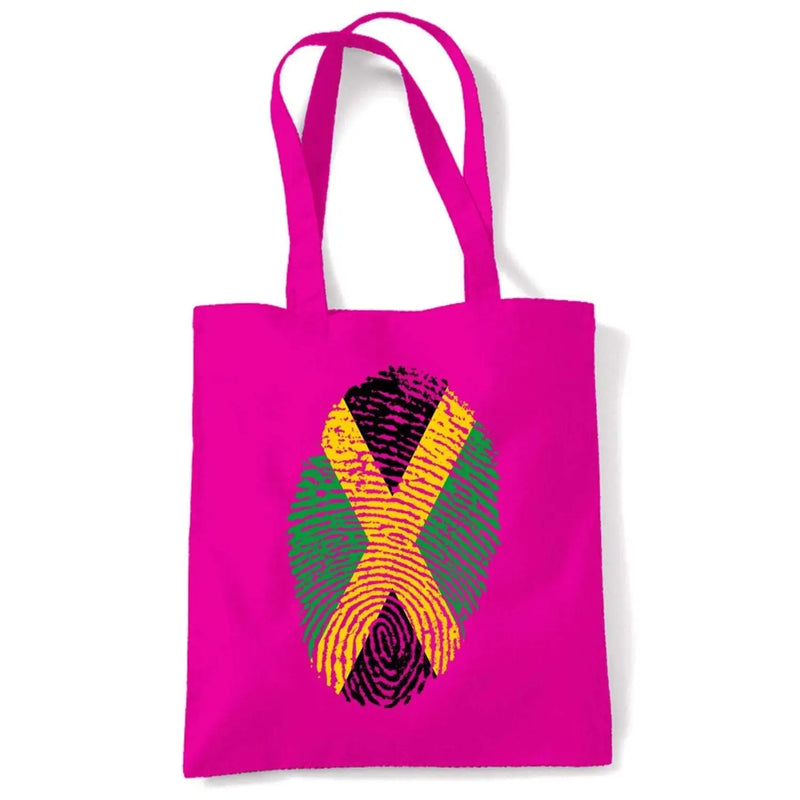 Jamaican Flag Finger Print Tote Shoulder Shopping Bag Hot Pink