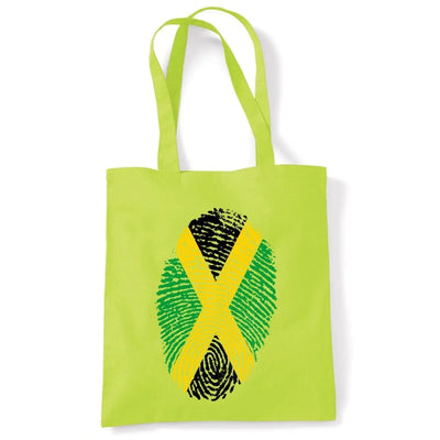 Jamaican Flag Finger Print Tote Shoulder Shopping Bag Lime Green