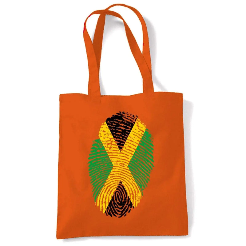 Jamaican Flag Finger Print Tote Shoulder Shopping Bag Orange