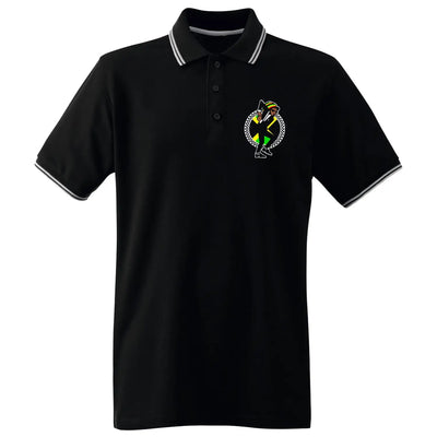 Jamaican Rasta Ska Logo Rude Boy Men's Contrast Tipped Polo Shirt L / Black