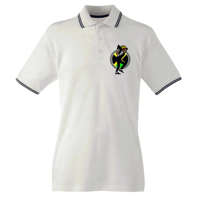 Jamaican Rasta Ska Logo Rude Boy Men's Contrast Tipped Polo Shirt L / White