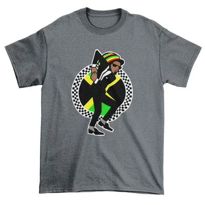 Jamaican Rasta Ska Logo Rude Boy Men's T-Shirt L / Charcoal