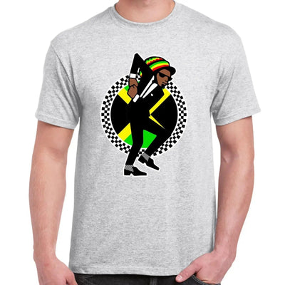 Jamaican Rasta Ska Logo Rude Boy Men's T-Shirt L / Grey