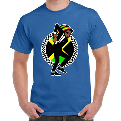 Jamaican Rasta Ska Logo Rude Boy Men's T-Shirt L / Royal Blue