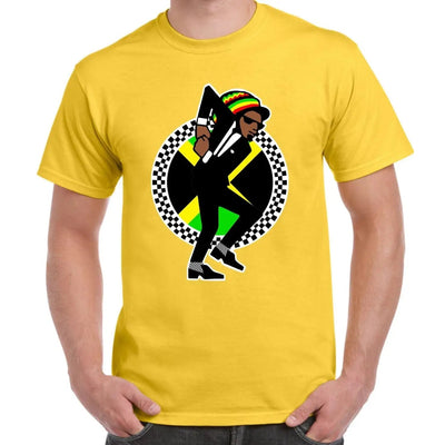 Jamaican Rasta Ska Logo Rude Boy Men's T-Shirt L / Yellow