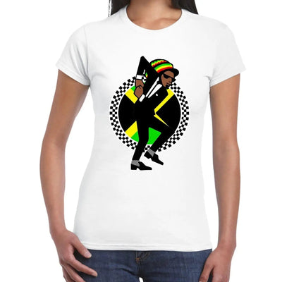 Jamaican Rasta Ska Logo Rude Boy Women's T-Shirt XL / White