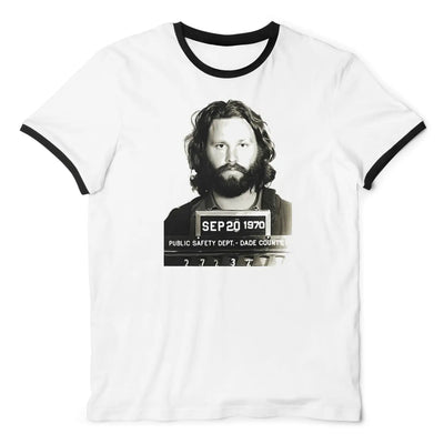Jim Morrison Mugshot Ringer T-Shirt M