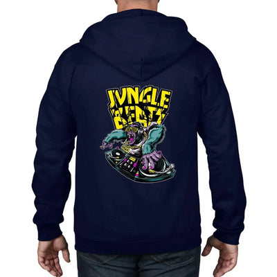Jungle Beats Junglist DJ Full Zip Hoodie M / Navy Blue