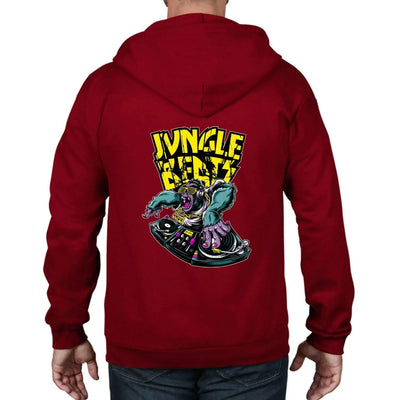 Jungle Beats Junglist DJ Full Zip Hoodie M / Red