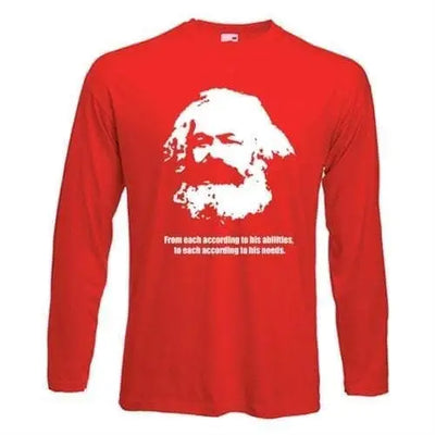 Karl Marx Long Sleeve T-Shirt S / Red