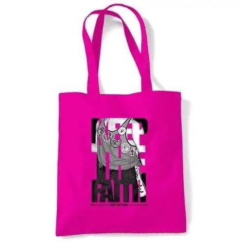 Tribal Northern Soul "Keep The Faith" Tote Bag - 100% Cotton Reusable Shopping Bag, Pink - View #8
