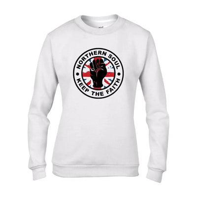Keep The Faith Union Jack Women's Sweatshirt Jumper L / White