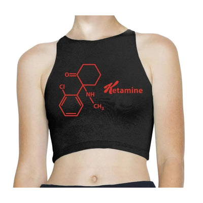 Ketamine Chemical Formula Sleeveless High Neck Crop Top L / Black